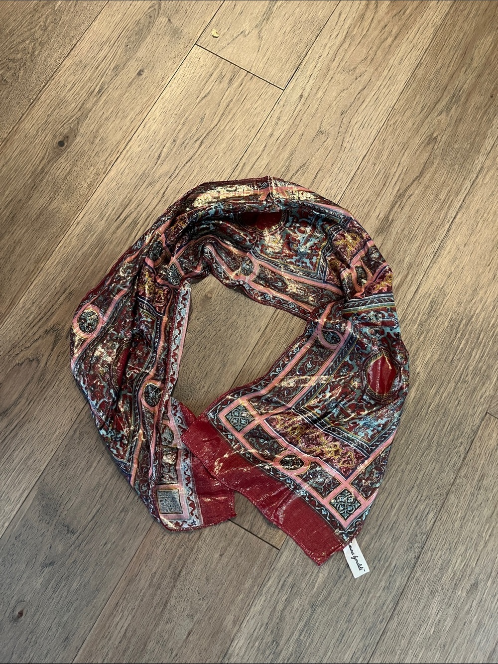 Laura Geraldi vintage made in India scarf 51”x8”